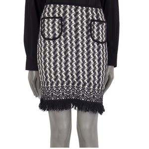 Vintage Chanel black and white skirt with fringe
